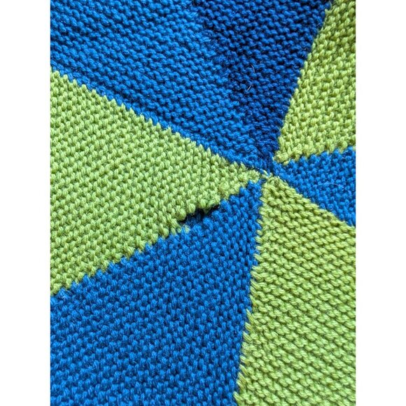 Handmade Multicolor Geometric Knit Blanket Throw 80x51 - Picture 3 of 3